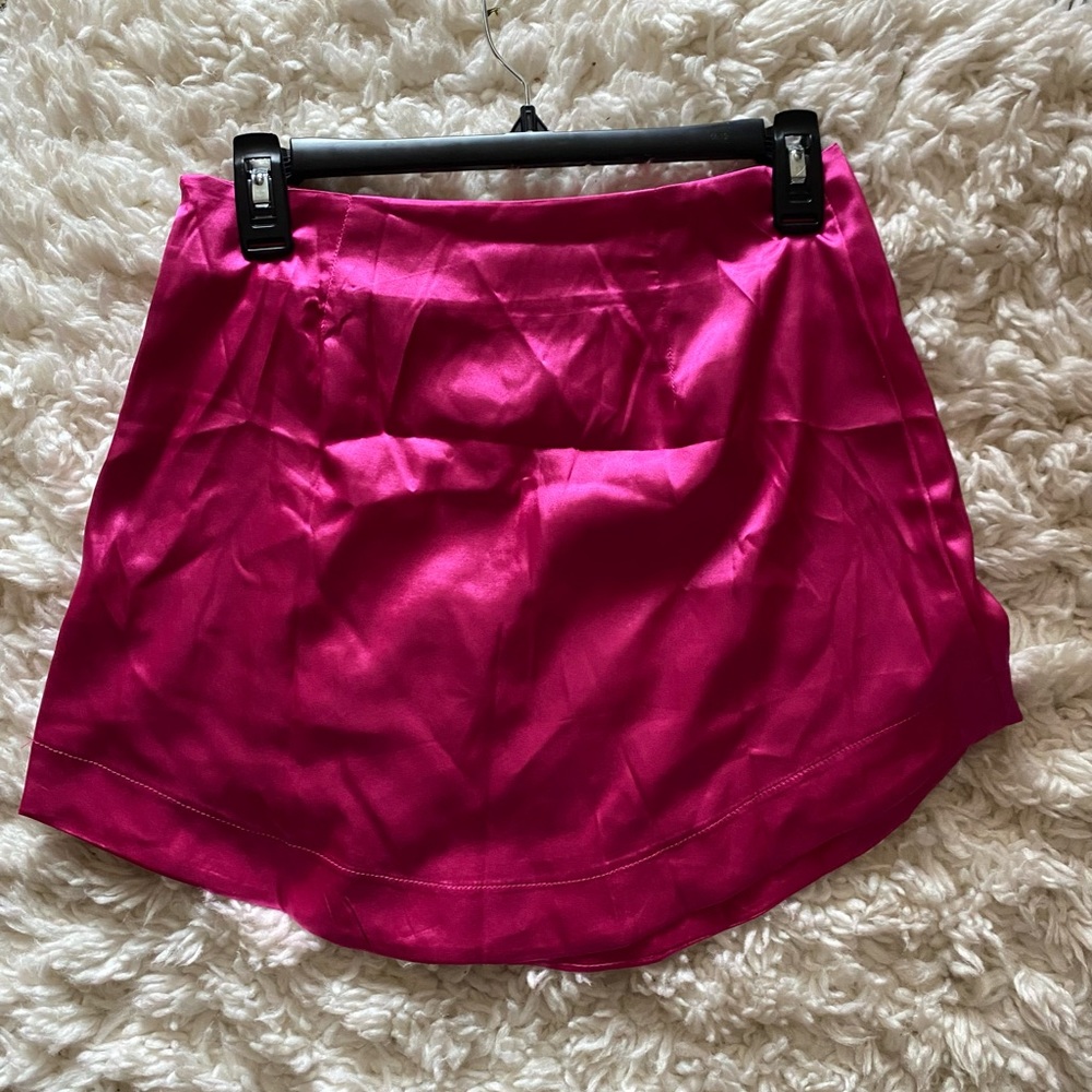 SHEIN hot pink silk skirt worn once size S/M (size 4/6)
